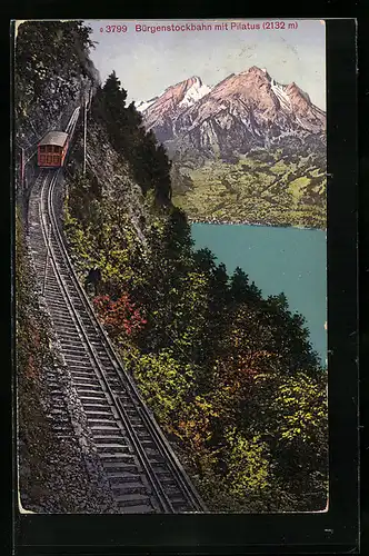 AK Bürgenstockbahn mit Pilatus