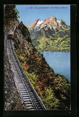 AK Bürgenstockbahn mit Pilatus