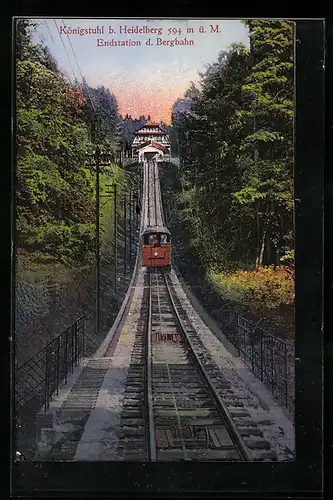 AK Königstuhl b. Heidelberg, Endstation der Bergbahn