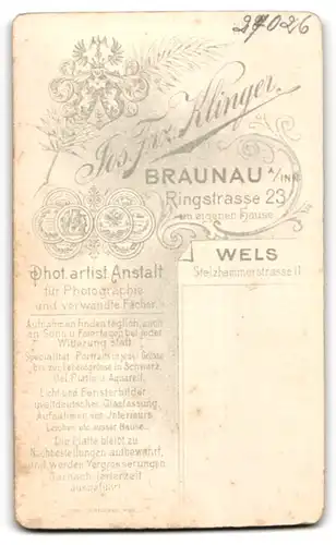 Fotografie F. F. Klinger, Braunau a. Inn, Ringstrasse 23, Beleibte Dame mit Buch und Schirm