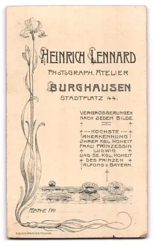 Fotografie Heinr. Lennard, Burghausen a. d. Salzach, Stadtplatz 44, Älterer Herr mit grossem Schnurrbart