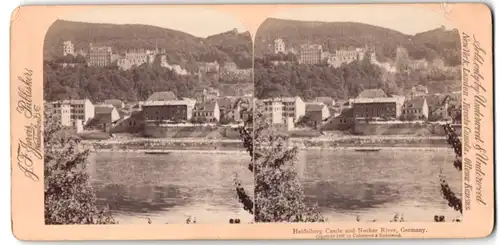 Stereo-Fotografie J. F. Jarvis, Washington D.C., Ansicht Heidelberg, Blick über den Neckar nach der Stadt mit Schloss