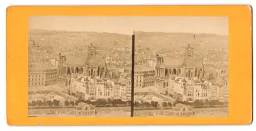 Stereo-Fotografie unbekannter Fotograf, Ansicht Paris, Panorama der Stadt mit Kirche