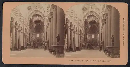 Stereo-Fotografie B. W. Kilburn, Littleton N.H., Ansicht Pisa, interior of the Great Cathedrale