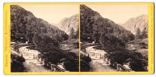 Stereo-Fotografie Francis Bedford, Ansicht Beddgelert, Pass of Aberglaslyn, from the Road