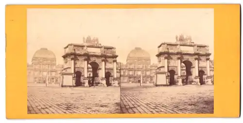 Stereo-Fotografie unbekannter Fotograf, Ansicht Paris, Arc de Triomphe du Carousel