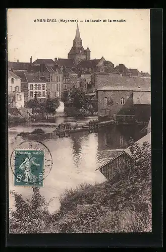 AK Ambrières, Le lavoir et le moulin