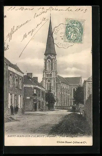 AK Saint-Mars-sur-Colmont, Place de l`Eglise