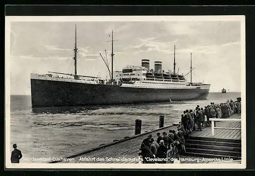 AK Cuxhaven, Abfahrt des Schnelldampfers Cleveland