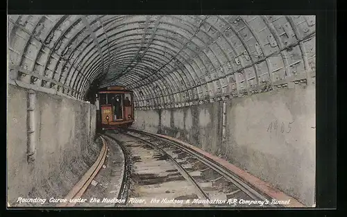 AK Rounding Curve under the Hudson River, the Hudson & Manhattan R.R. Company`s Tunnel