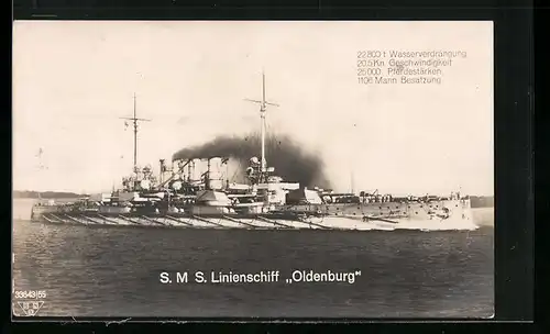 AK Kriegsschiff SMS Linienschiff Oldenburg