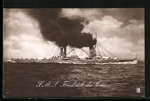 AK Kriegsschiff SMS Friedrich der Grosse in Fahrt