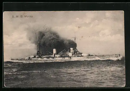AK Kriegsschiff S.M.S. Moltke in Fahrt