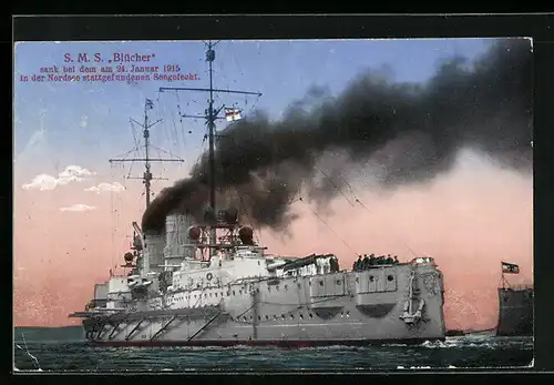 AK Panzerkreuzer SMS Blücher in der Heckansicht