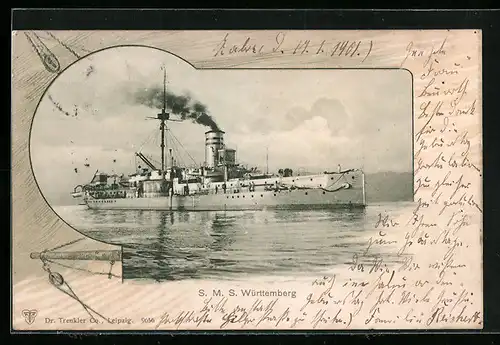 AK S. M. S. Württemberg, Kriegsschiff