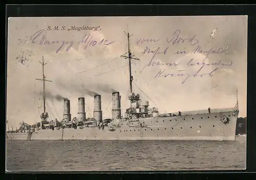 AK Kriegsschiff SMS Magdeburg