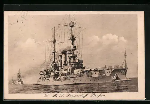 AK Kriegsmarine SMS Linienschiff Preussen in Formation