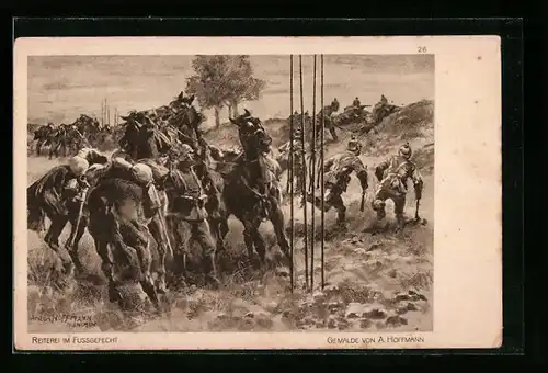 Künstler-AK Anton Hoffmann - München: Das deutsche Heer, Reiterei im Fussgefecht, Der Krieg 1914-15