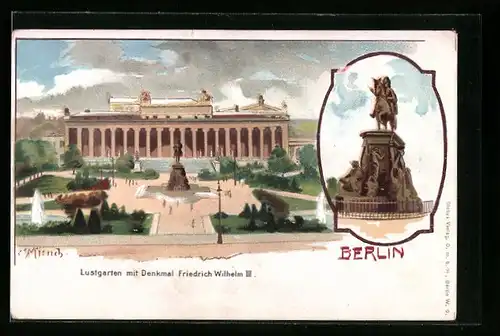 Künstler-AK Carl Münch: Berlin, Lustgarten mit Denkmal von Friedrich-Wilhelm III.