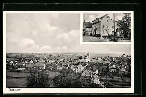 AK Oberbrechen, Gasthaus Zum goldenen Grund, Ortsansicht