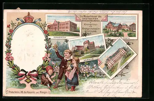 Lithographie Osnabrück, Die Waisenhäuser des deutschen Kriegerbundes