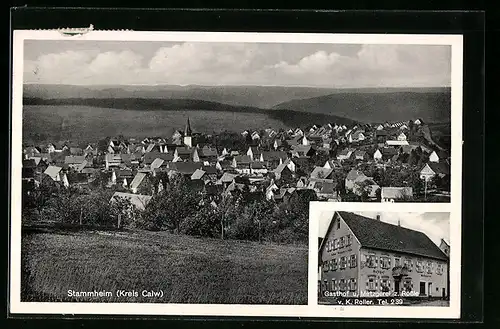 AK Stammheim, Ortsansicht, Gasthof u. Metzgerei z. Rössle