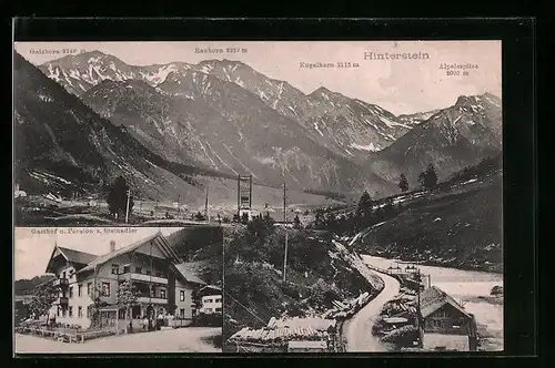 AK Hinterstein, Gasthof u. Pension z. Steinadler und Blick auf Gebirge