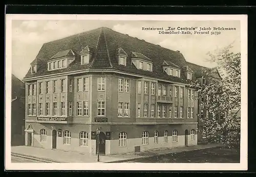 AK Düsseldorf-Rath, Restaurant Zur Centrale von J. Brückmann