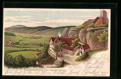 Lithographie Osternohe, Blick auf den Schlossberg