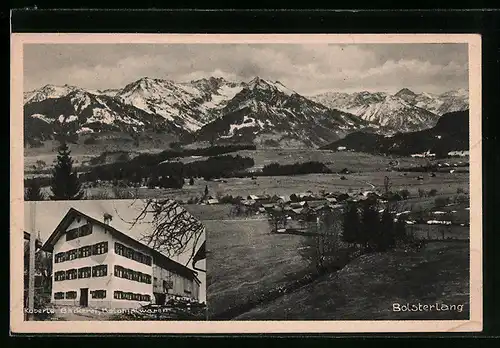 AK Bolsterlang /Allgäu, Gesamtansicht, Geschäft Köberle Bäckerei u. Kolonialwaren