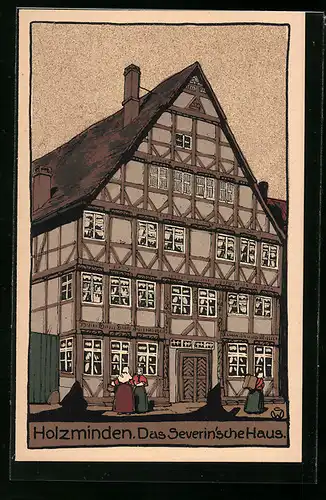 Steindruck-AK Holzminden, Das Severin`sche Haus