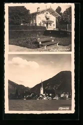 AK Egern, Gasthof Überfahrt, Ortsansicht vom See her