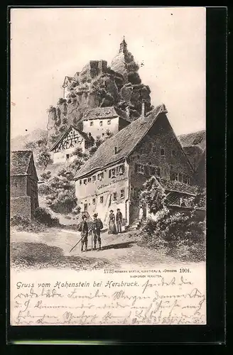 Künstler-AK Hohenstein b. Hersbruck, Gasthaus z. Felsenburg
