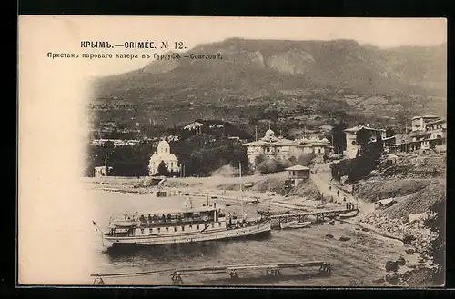 AK Gursuf /Krim, Ortsansicht mit Schiffsanleger