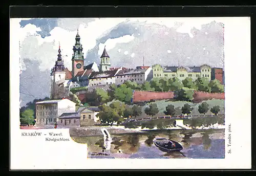 Künstler-AK Kraków, Wawel, Königsschloss