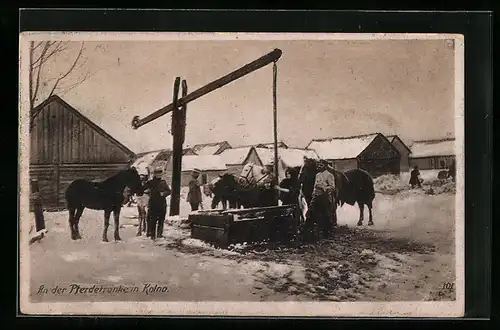 AK Kolno, An der Pferdetränke im Schnee