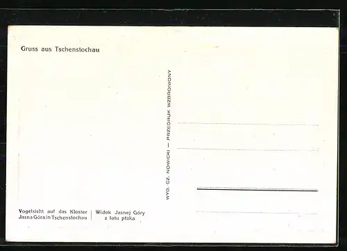 AK Tschenstochau, Kloster aus der Vogelschau