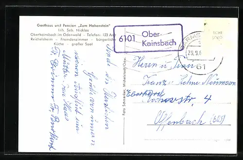 AK Ober-Kainsbach / Odenwald, Gasthaus-Pension Hohenstein, verschiedene Ansichten