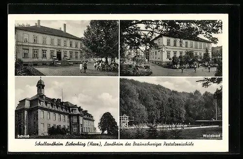 AK Liebenburg / Harz, Schullandheim, Schloss, Landheim der Braunschweiger Pestalozzischule, Waldbad