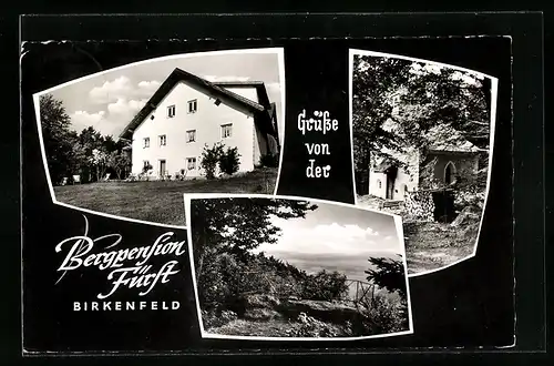 AK Grafenau-Birkenfeld, Bergpension Rosl Fürst, Kapelle, Panorama