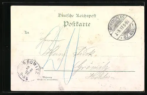 Lithographie Gremsmühlen, Partie a. Diecksee, Angler, Partie a. d. Holm mit Booten