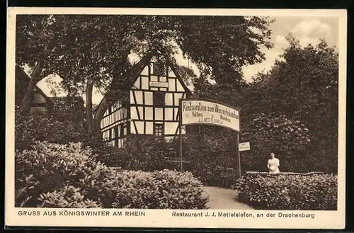 AK Königswinter am Rhein, Restaurant J. J. Mettelsiefen an der Drachenburg