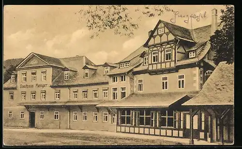 AK Paulinzella, Gasthaus Menger, Vorderansicht