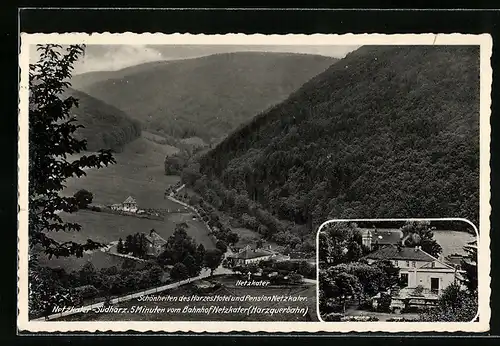 AK Netzkater, Ortsansicht aus der Vogelschau, Hotel & Pension