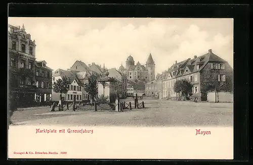 AK Mayen, Marktplatz mit Genovefaburg
