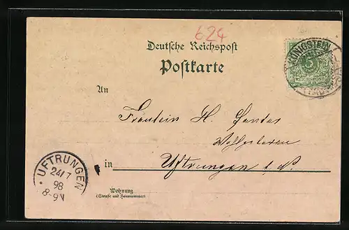Lithographie Königstein, Frankfurter Strasse mit Radfahrer