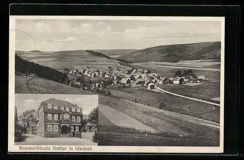 AK Rattlar in Waldeck, Gasthof zur Post, Inh. Wilh. Sude, Panorama