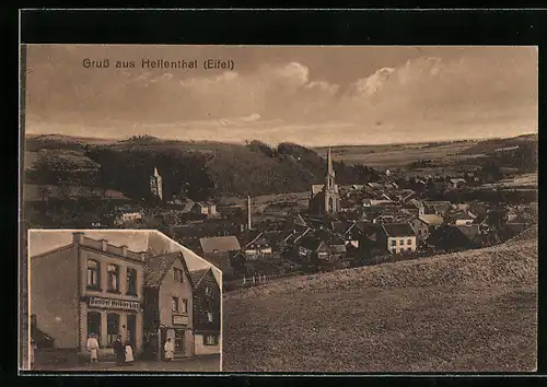 AK Hellenthal, Ortsansicht mit Gasthaus Lind