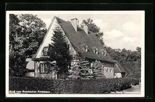 AK Butzbach, Gruss vom Butzbacher Forsthaus, Inh. Marg. Lämmersdorf