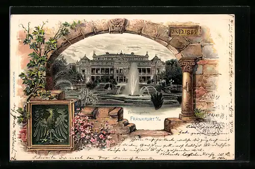 Passepartout-Lithographie Frankfurt-Westend, Palmengarten